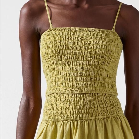 ATM NWT Linen smocked tube top in Seagrass Size Medium - Picture 1 of 12